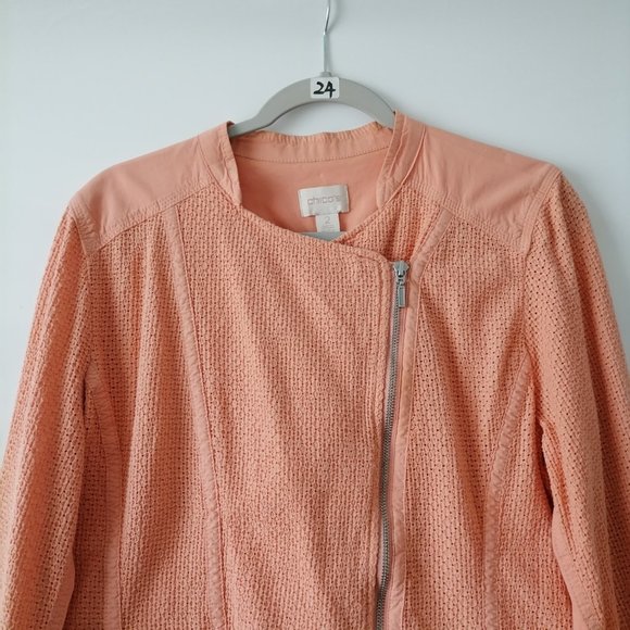Chico's Women's Orange Tilt Zip Up Jacket Size 2 (L) - Picture 2 of 6
